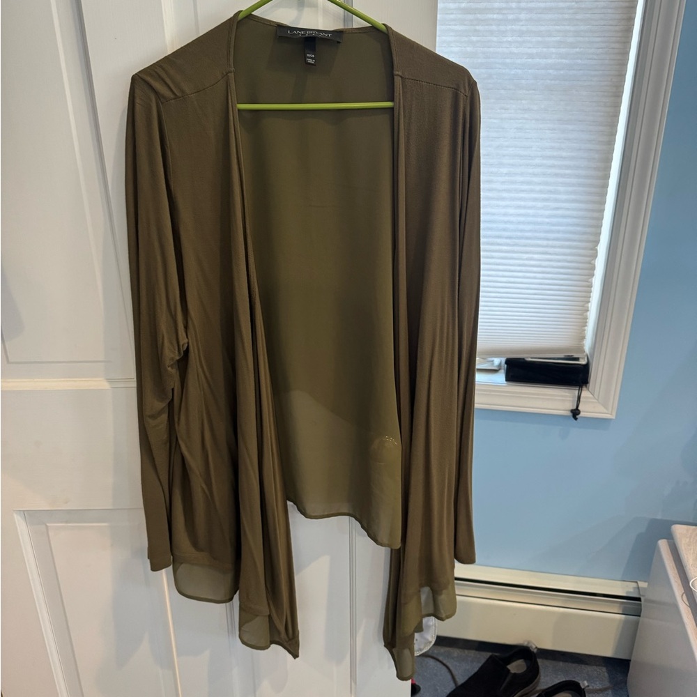 Lane Bryant Khaki Open Front Cardigan